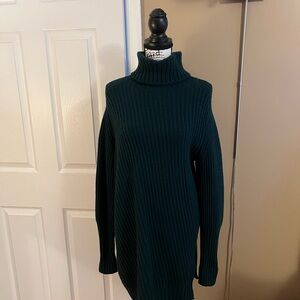 Women's Belstaff Turtleneck Side-Slit Sweater- Green XL
